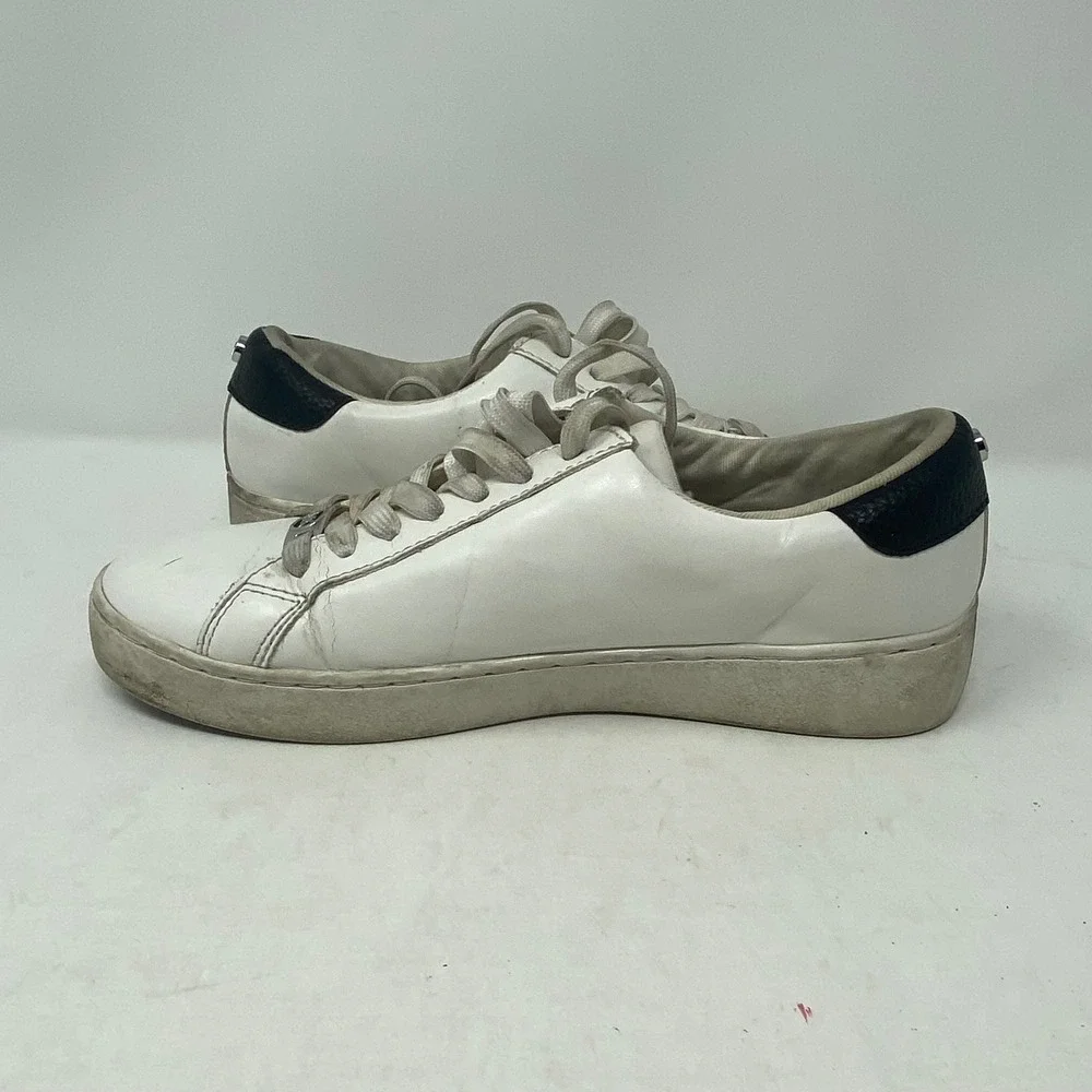 Michael Kors Irving Stripe White Navy Lace Up Sneakers FT25G Womens 5.5M